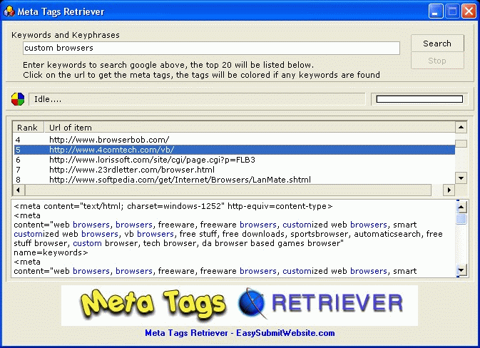 Meta Tags Retriever Screenshot